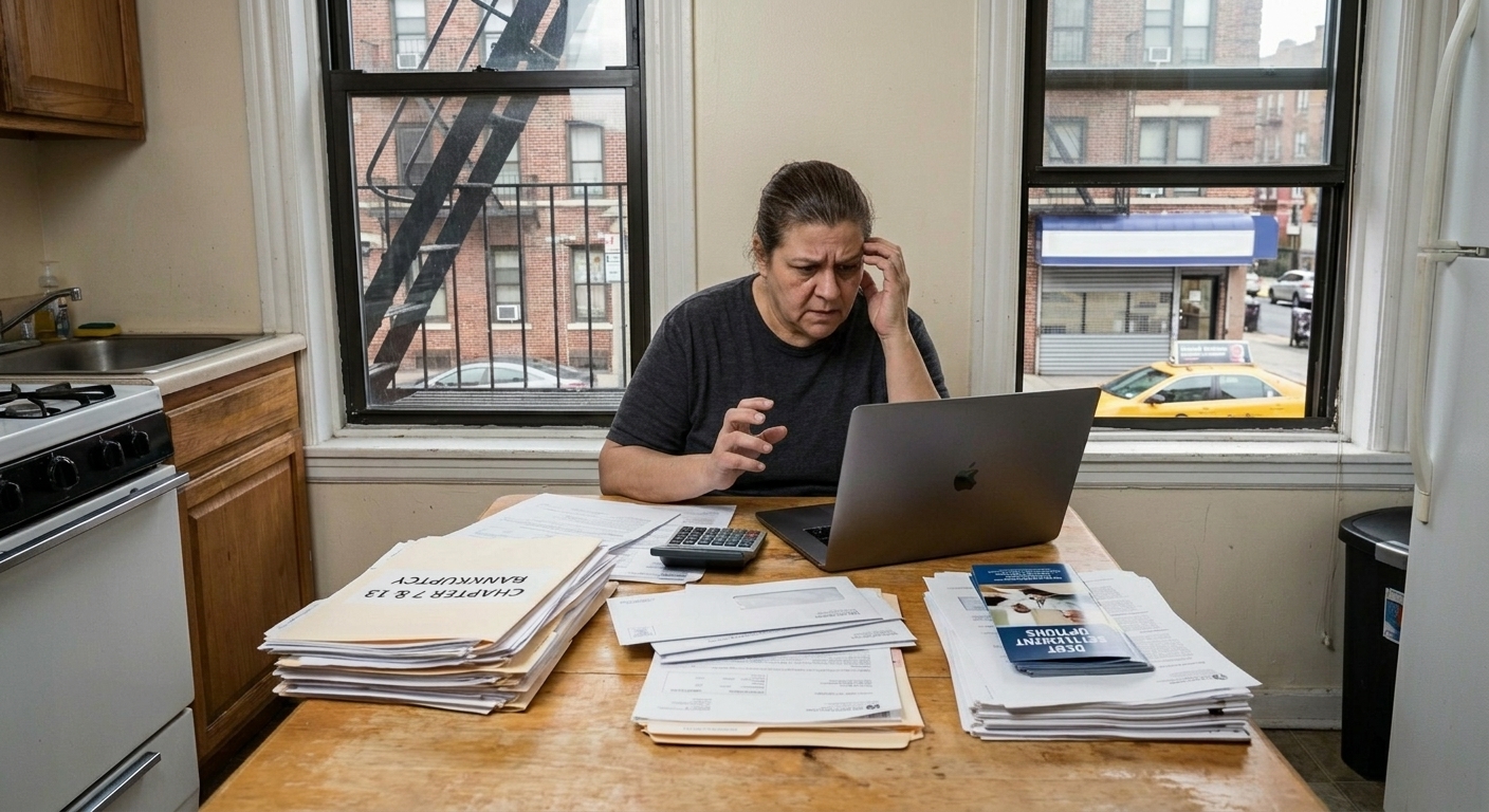 ¿Debería declararse en bancarrota en el Bronx o intentar un acuerdo de deudas?